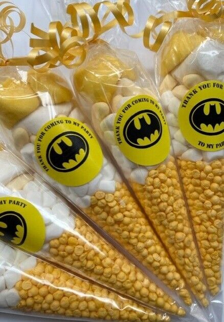 Superhero Super Heroes Inspired Themed Boys Birthday Party Kids Sweet Cones Bags Candy Spider-Man Batman Hulk Superman