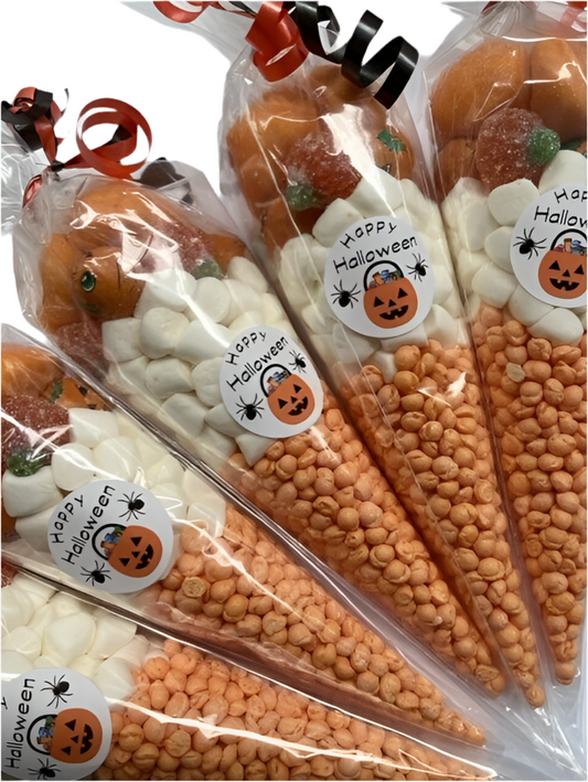 Happy Halloween Pumpkin Sweet Cones Party Bags Filled Trick or Treat Bag