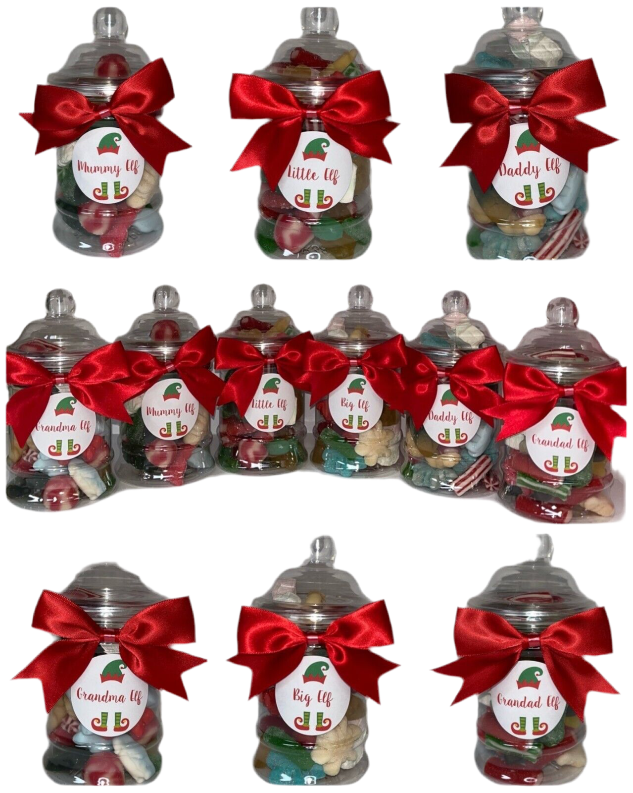 Christmas Xmas Elf Family Filled Pick N Mix Sweet Victorian Jar Gift Present