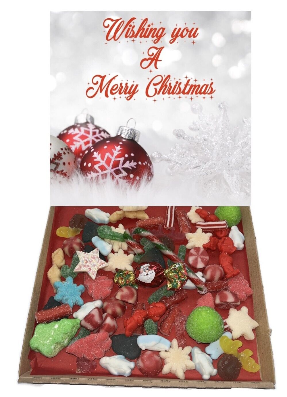 Merry Christmas Xmas Gift Pick n Mix Retro Gummy Sweets Chocolate Hamper Present