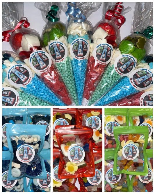 Thomas Tank Train Inspired Themed Sweet Cones Sweets Party Bags Filled Pouch