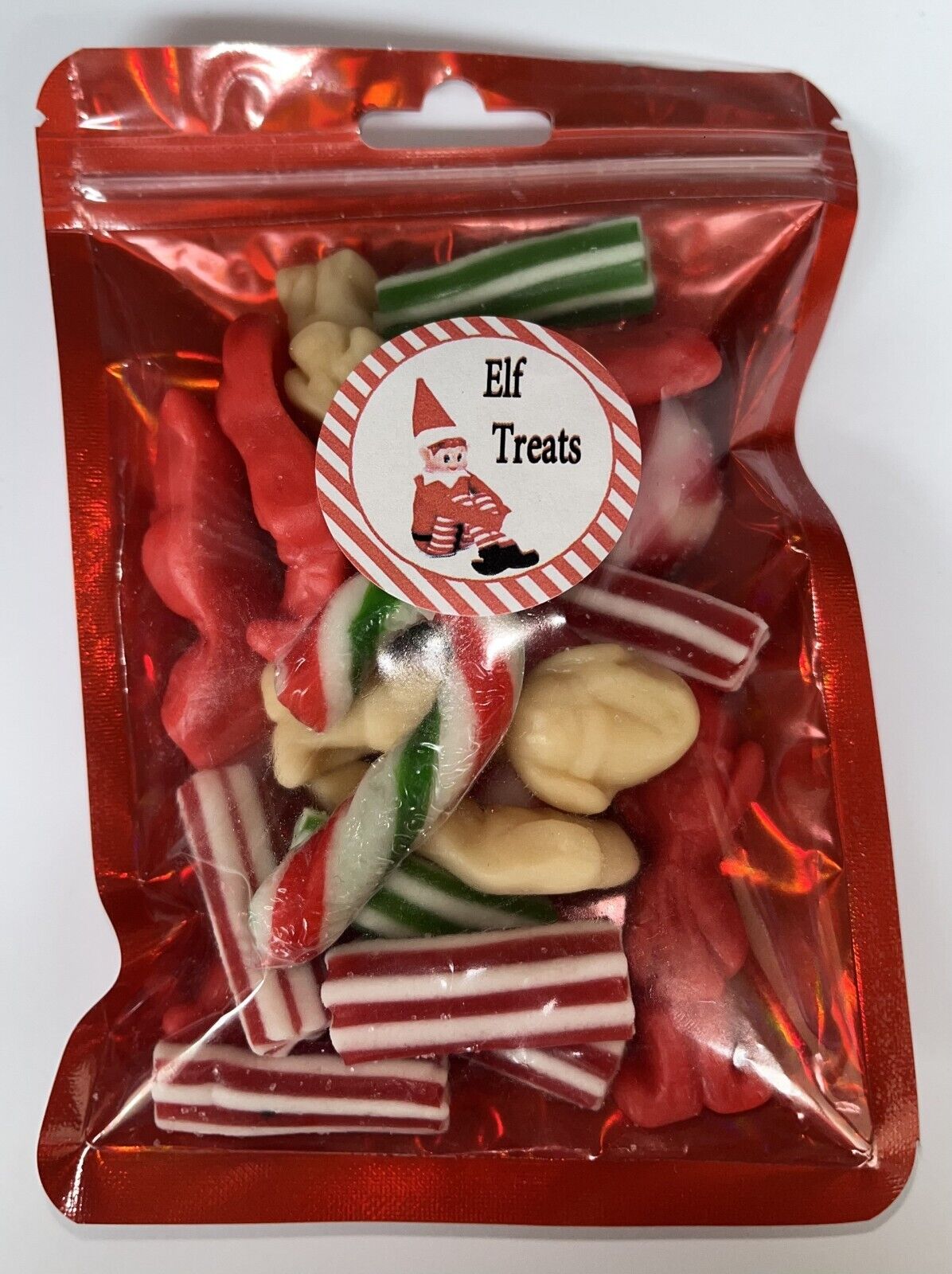 Christmas Eve Grinch Inspired Themed Elf Santa Pick n Mix Sweet Gummy Treat Pouch Gift Stocking