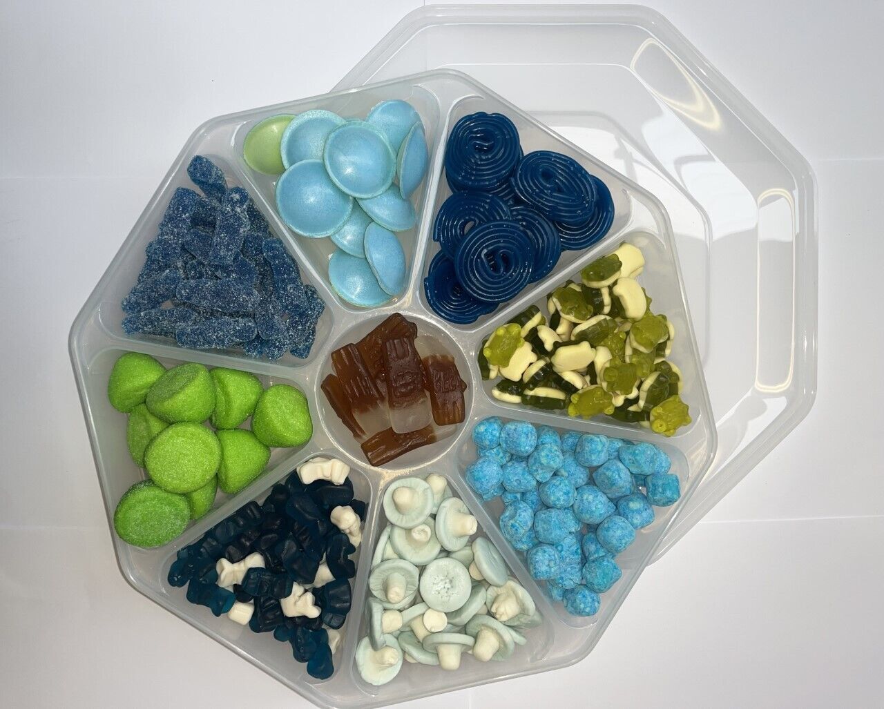 Blue Green Pick n Mix Sweets Candy Assortment Platter Gift