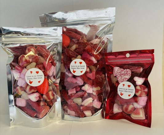 Love Is Sweet Filled Pick N Mix Sweet Treat Pouch Love Heart Valentine Day , Birthday, Easter , Mother Day