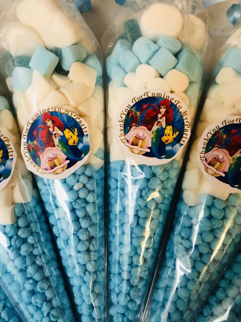 Princess Ariel Mermaid Inspired Themed Thank You For Coming Party Sweet Candy Cones Sweets Party Cone