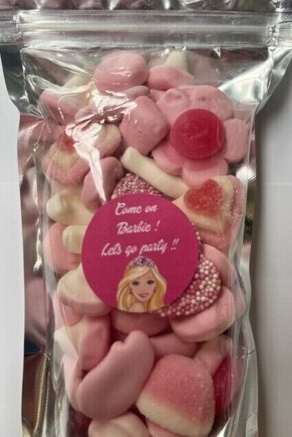 Barbie Inspired Themed Gummy Jelly Sweet Pouch Cinema Movie Mix Party Bag Kids Pink Pick n Mix