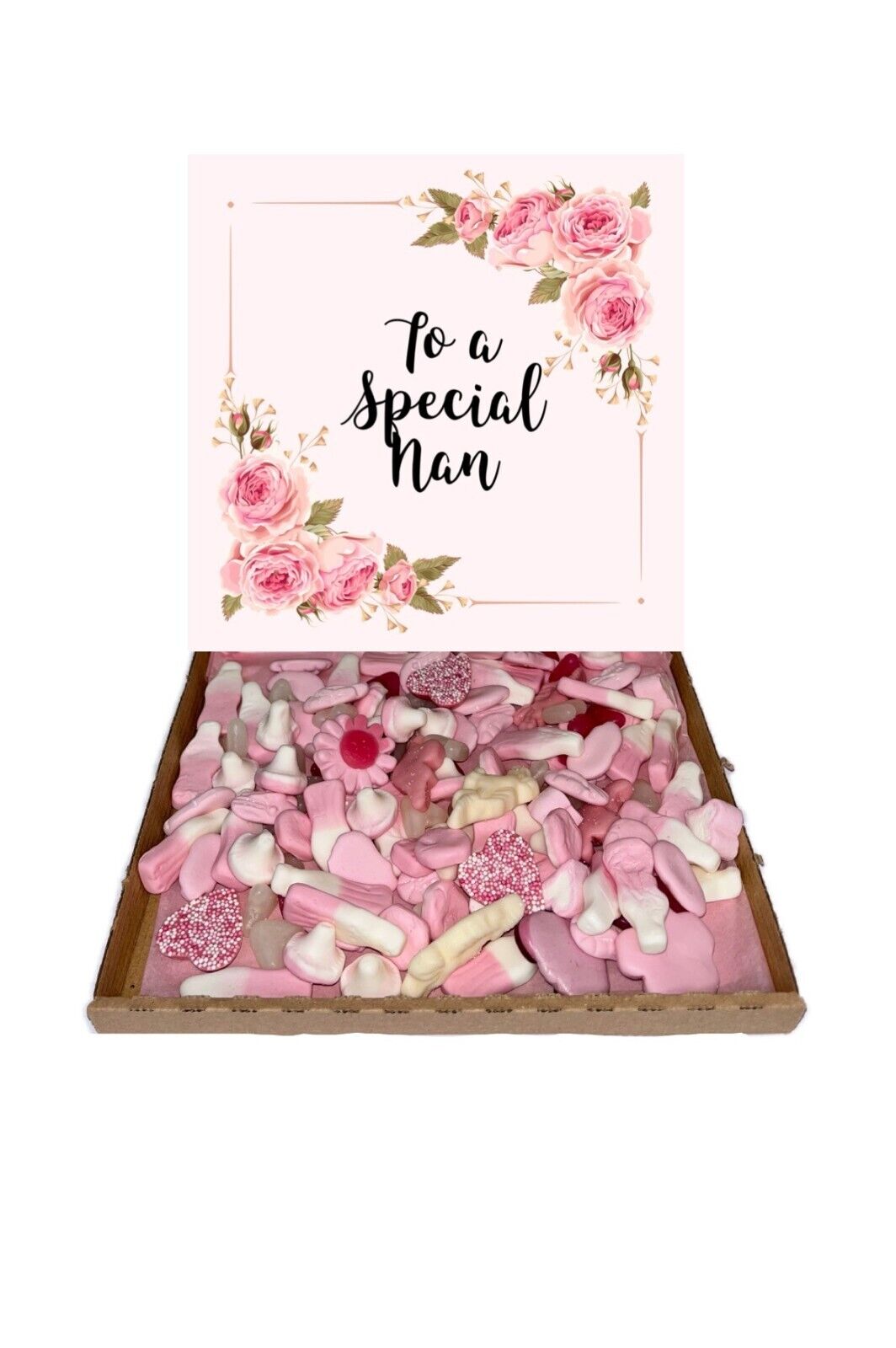 Special Nan Pink Flowers Gift Pick n Mix Sweets Chocolate Hamper Present Mothers Day , Birthday Day ,