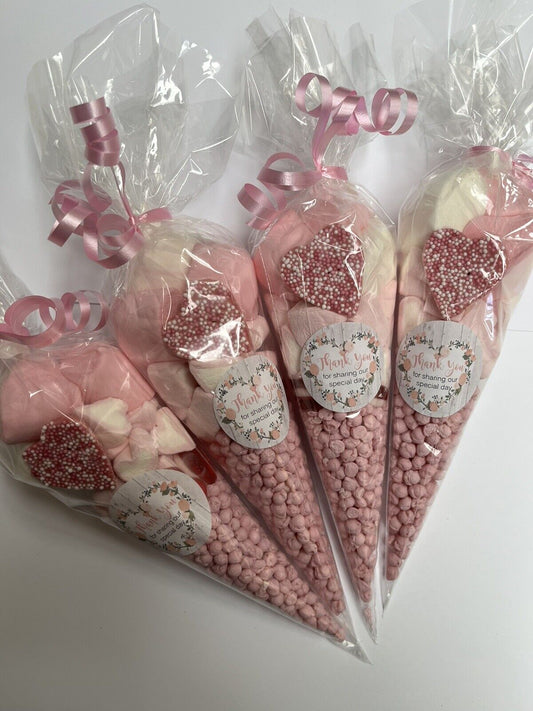 Made to order Filled Thank You For Sharing Our Special Day Wedding Sweet Cones Favour 19cm