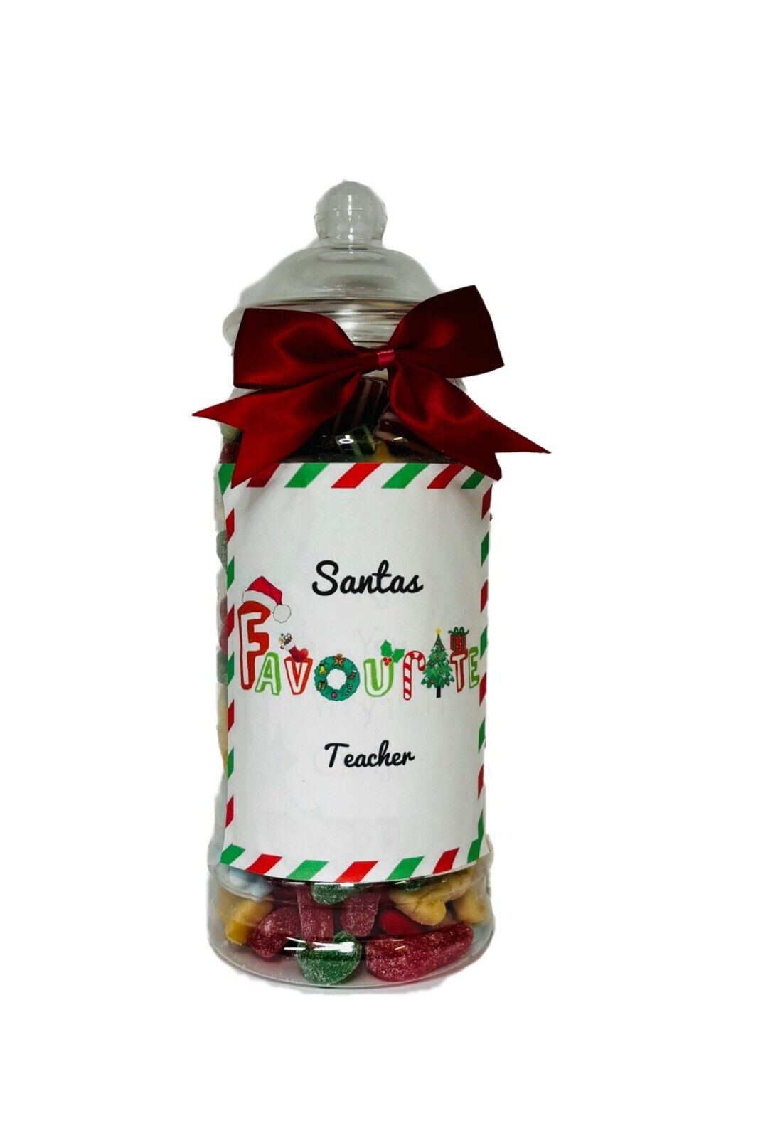 Santa's Favourite Teacher Christmas Pick N Mix Sweet Victorian Jar Gift Present