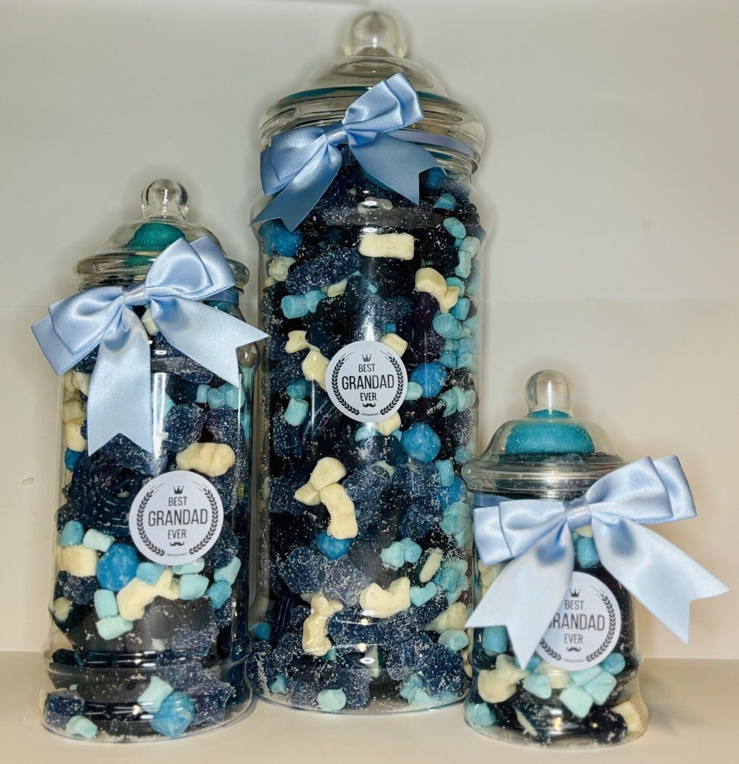 Best Grandad Ever Filled Blue Pick N Mix Gummy Sweet Victorian Jar Gift Present