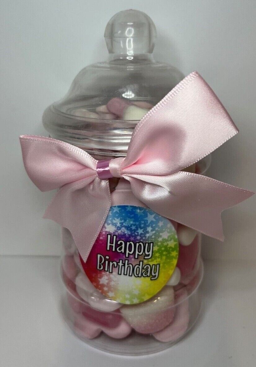 Happy Birthday Filled Pick N Mix Sweet Victorian Jar Gift Personalised Present