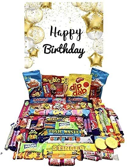 Personalised Happy Birthday Retro Pick N Mix Sweet Box Hamper Gift Present chews