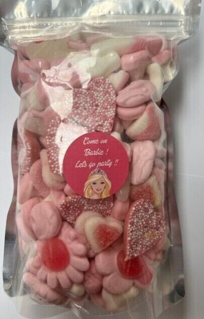 Barbie Inspired Themed Gummy Jelly Sweet Pouch Cinema Movie Mix Party Bag Kids Pink Pick n Mix