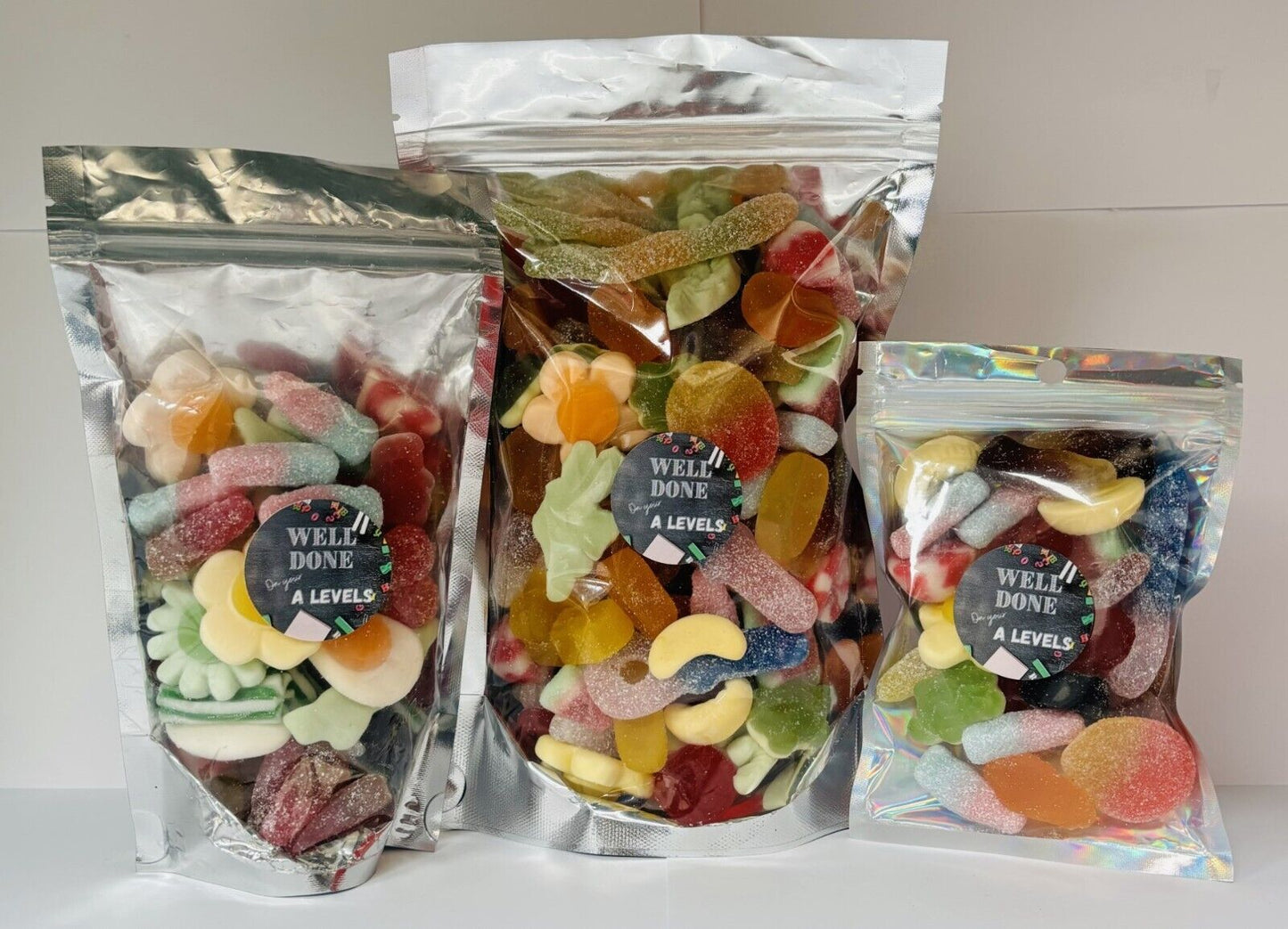 Well Done On Your A Levels Pick N Mix Gummy Fizzy Non Sweets Pouch Gift Present