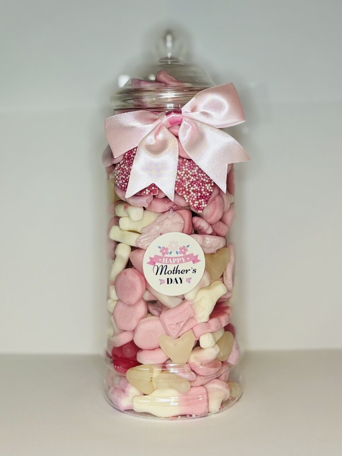 Happy Mothers Day Mum Filled Pink Pick N Mix Gummy Sweet Jar Gift Present