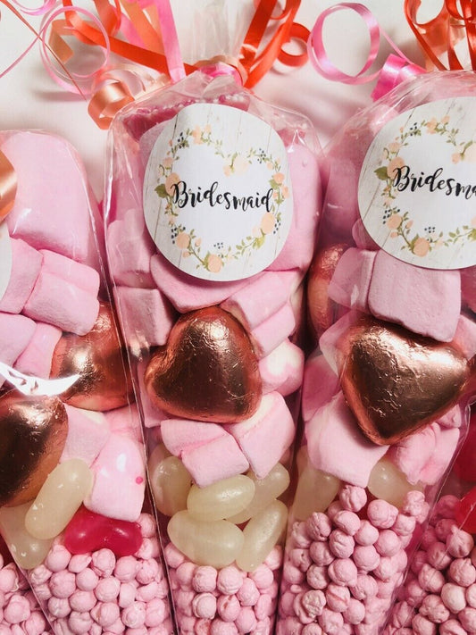 Bridesmaid / Maid of Honour / Mother of Bride Wedding Filled Sweet Cone Favours