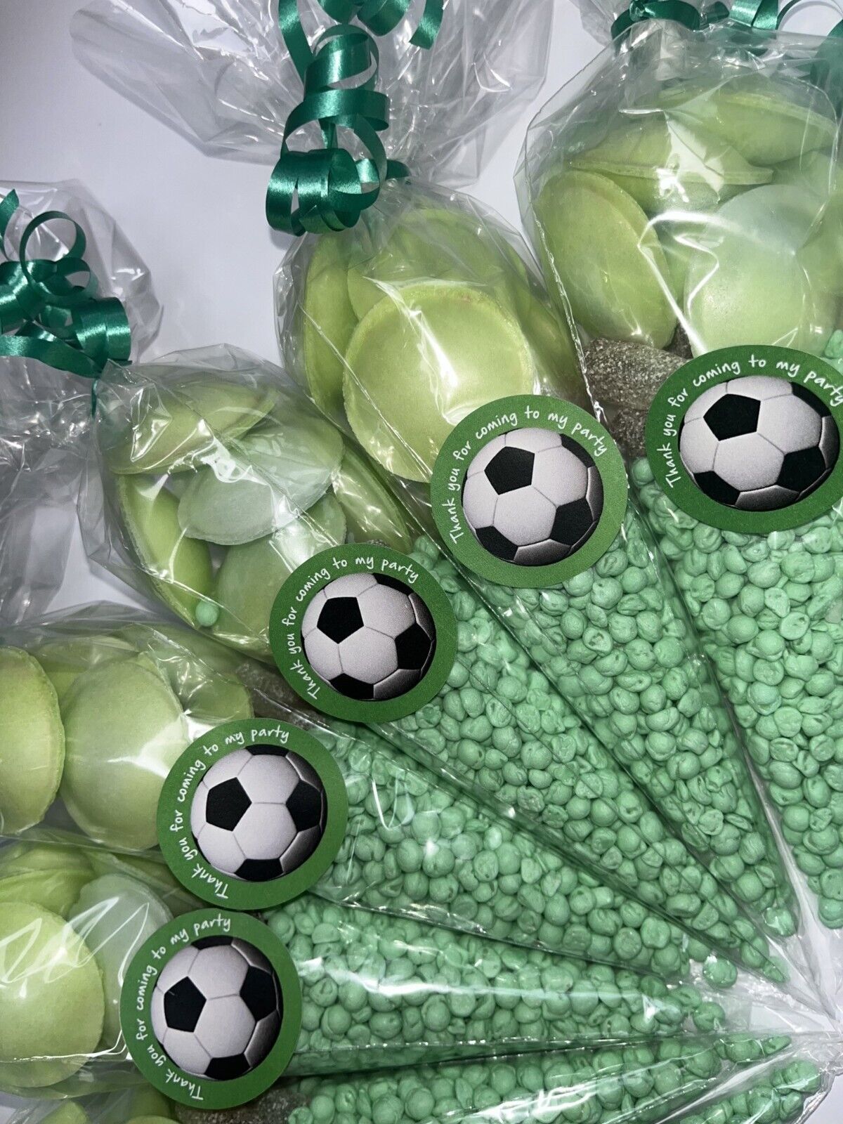 Football Footy Sweet Cones Party Bag Favour Green Red Blue Orange