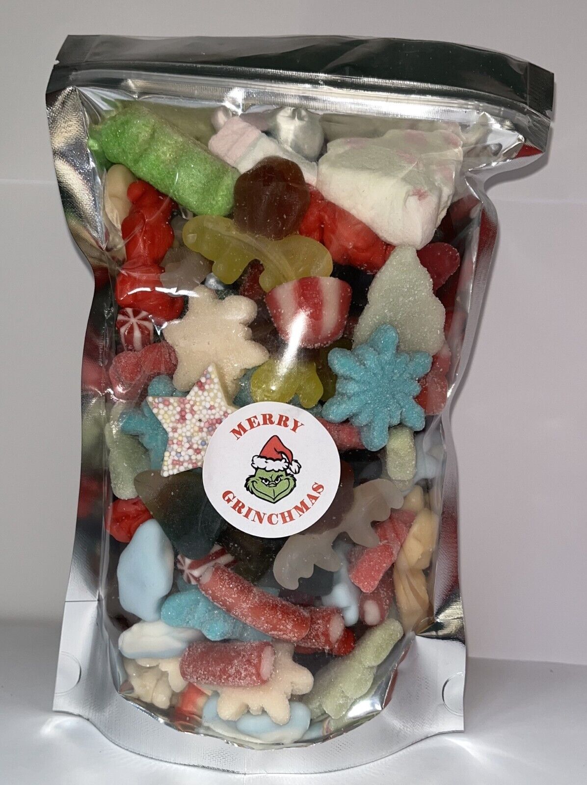 Merry Grinchmas Grinch Inspired Themed Christmas Gummy Sweet Pick N Mix Gift Pouch Present