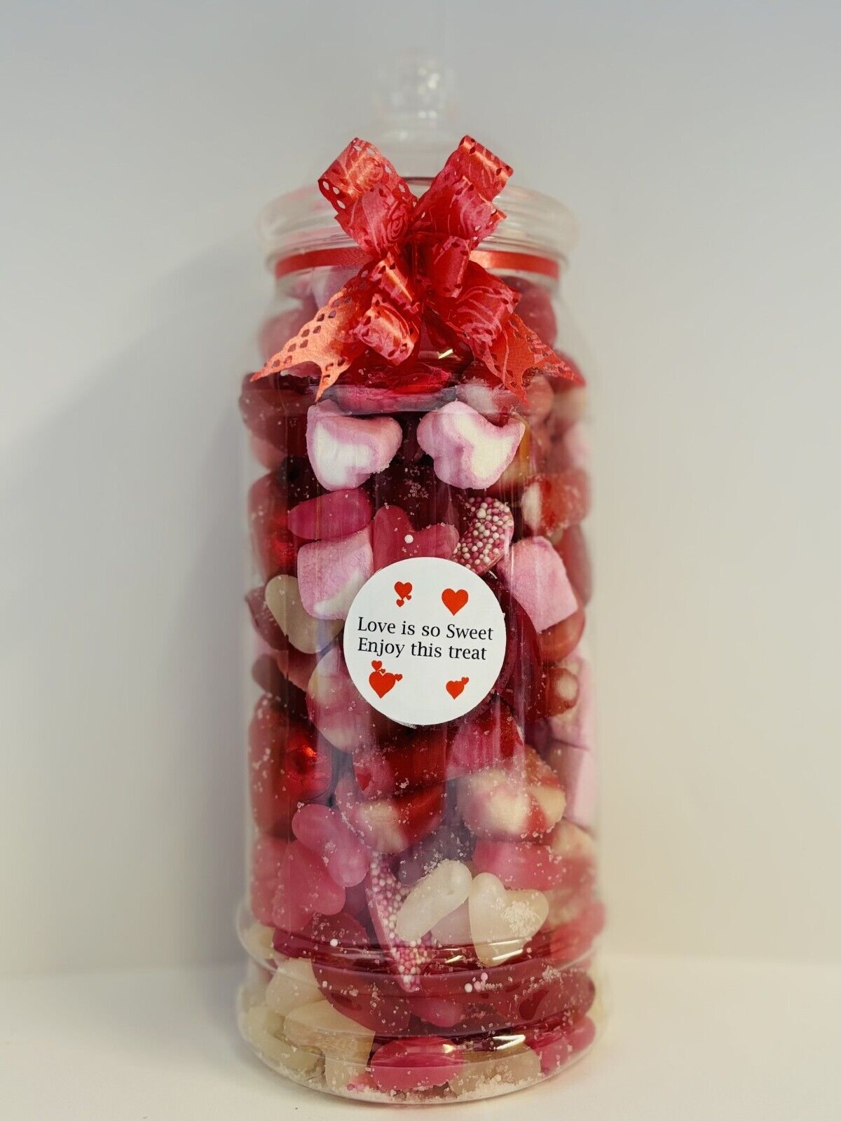 Love Is Sweet  Filled Pick N Mix Sweet Victorian Jar Gift Present Mothers Day , Easter , Birthday, Christmas, Valentines Day