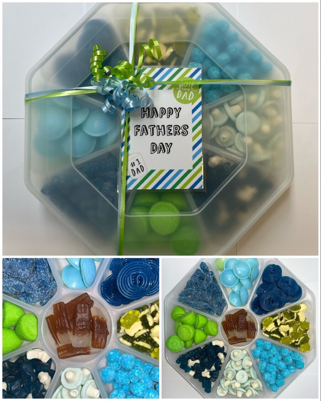 Blue Green Pick n Mix Sweets Candy Assortment Platter Gift