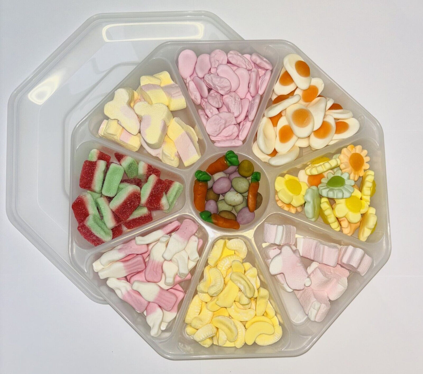 Yellow Pink Pick n Mix Sweets Candy Assortment Platter Gift Present Happy Easter