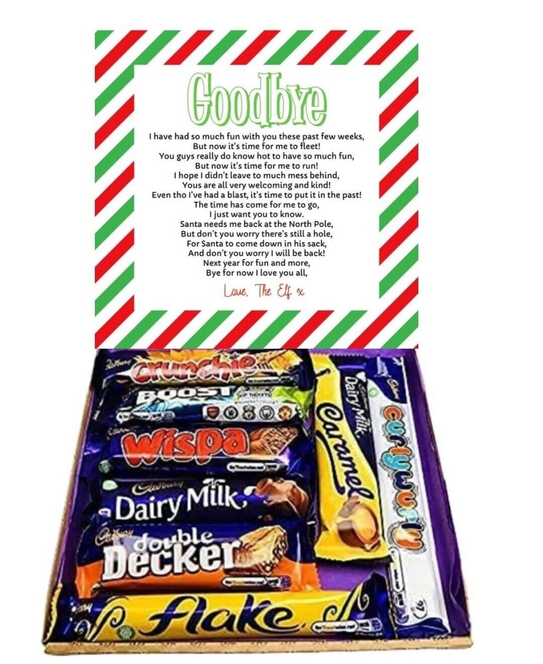 Goodbye Elf Xmas Gift Pick n Mix Retro Gummy Sweets Chocolate Hamper Present