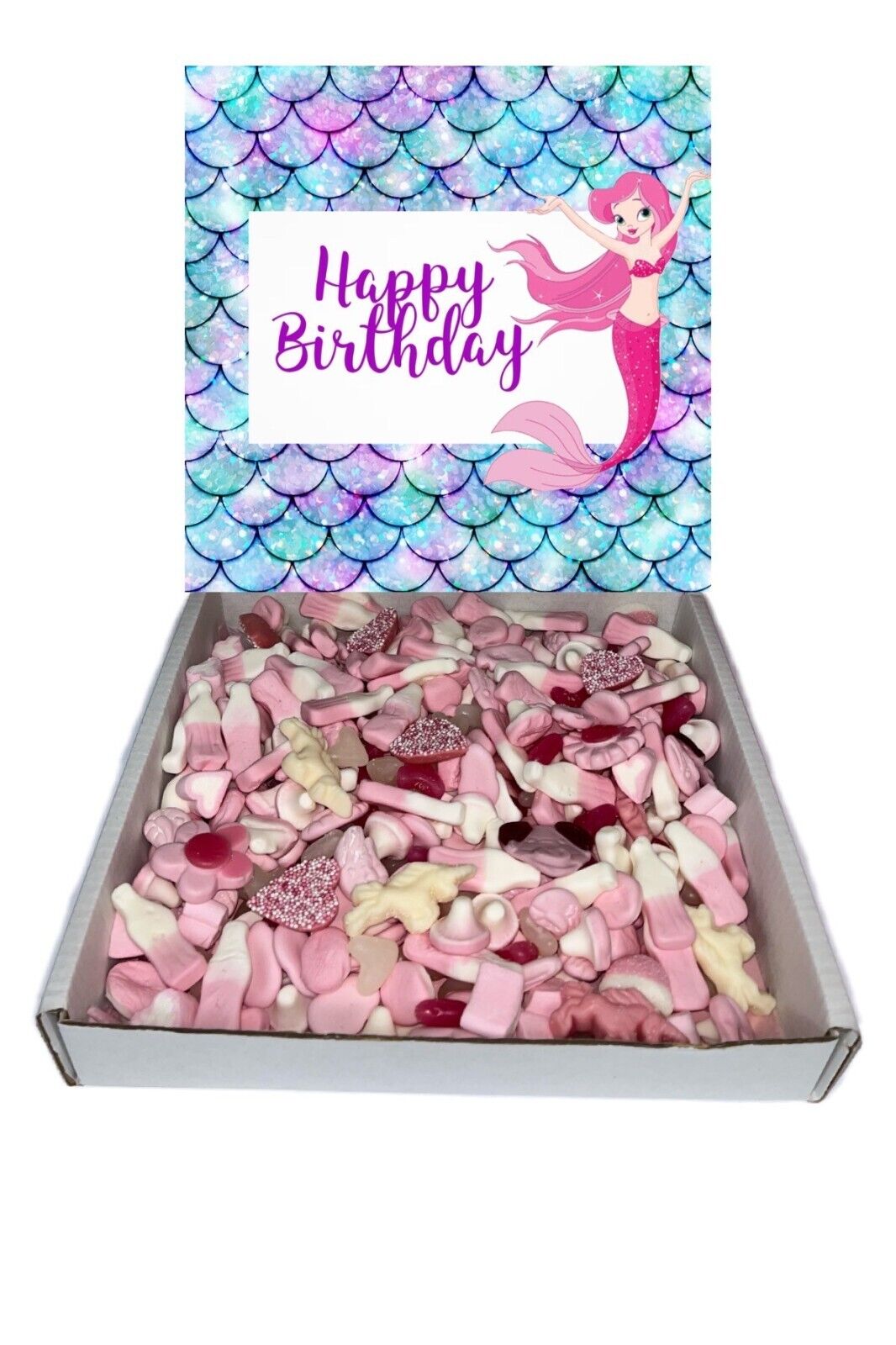 Mermaid Birthday Gift Pick n Mix Retro Gummy Sweets Chocolate Hamper Present