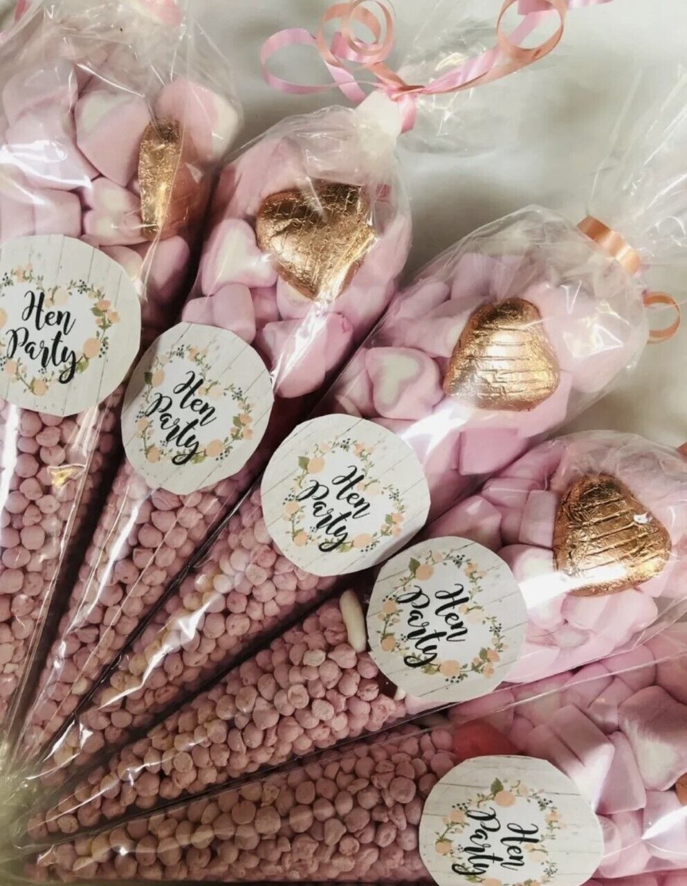 Hen Party Bride Pink Filled Sweet Chocolate Cone Favour Party Bags Gift Present