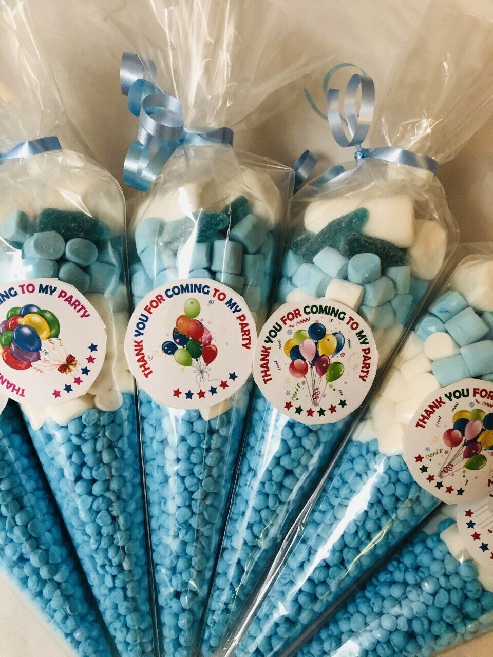 Made to order Balloon  Filled Birthday Sweet Cones & Sticker Thank You Party