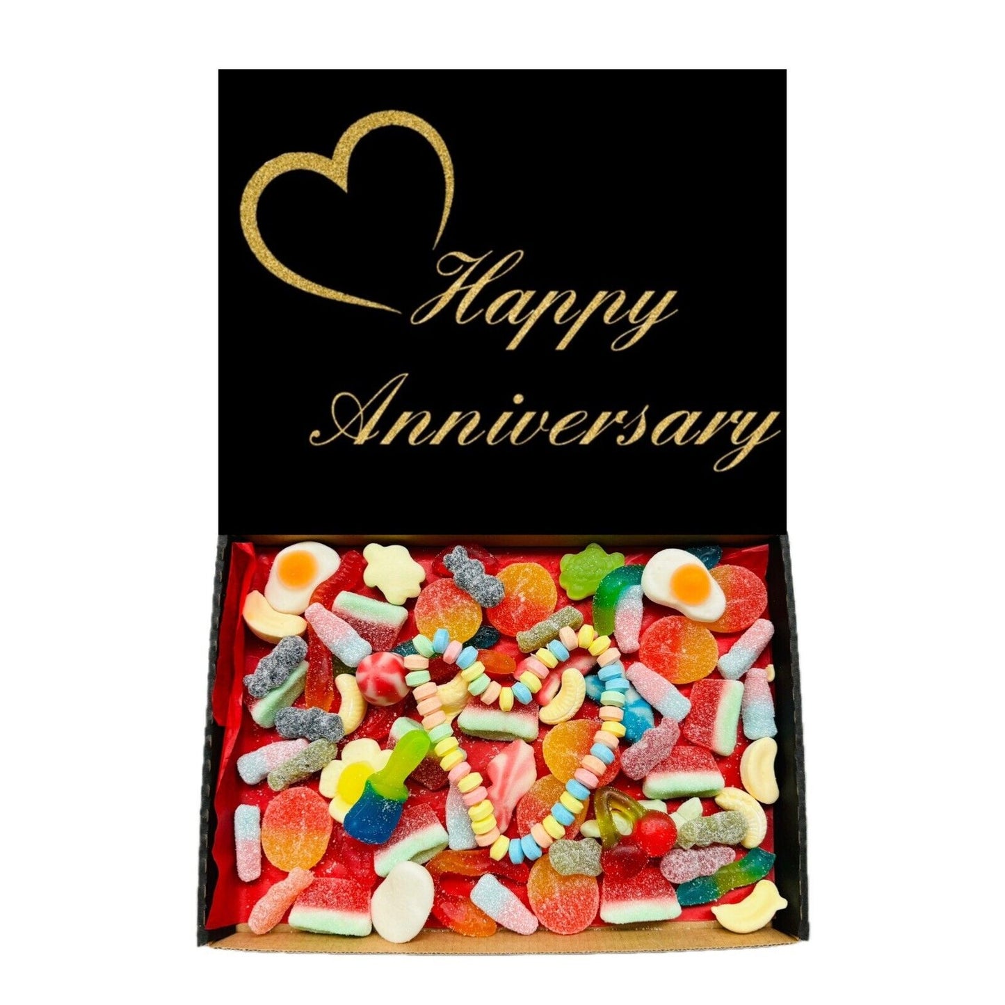 Happy Anniversary Gift Pick n Mix Sweets Toffee Dark White Chocolate Hamper