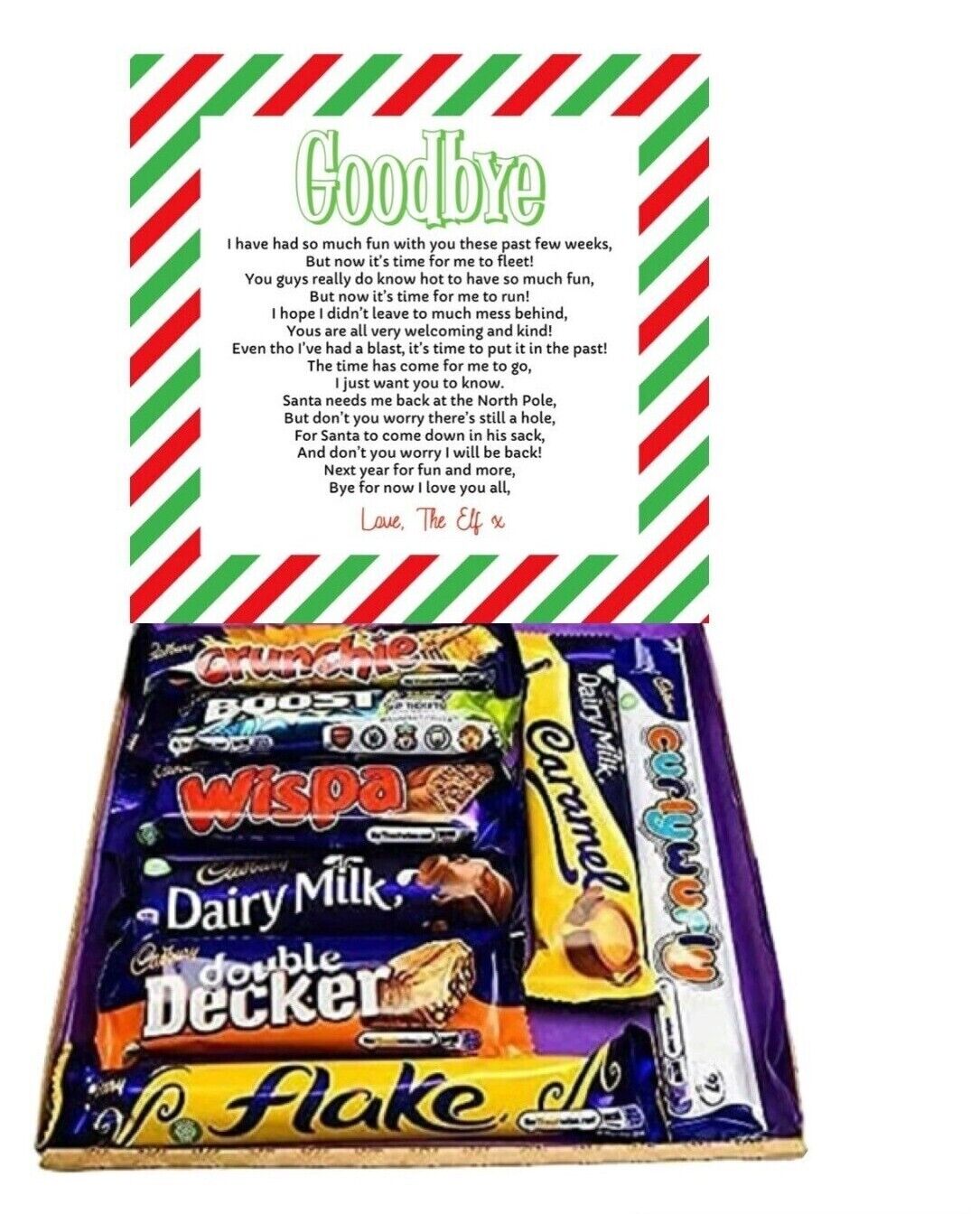 Goodbye Elf Xmas Gift Pick n Mix Retro Gummy Sweets Chocolate Hamper Present