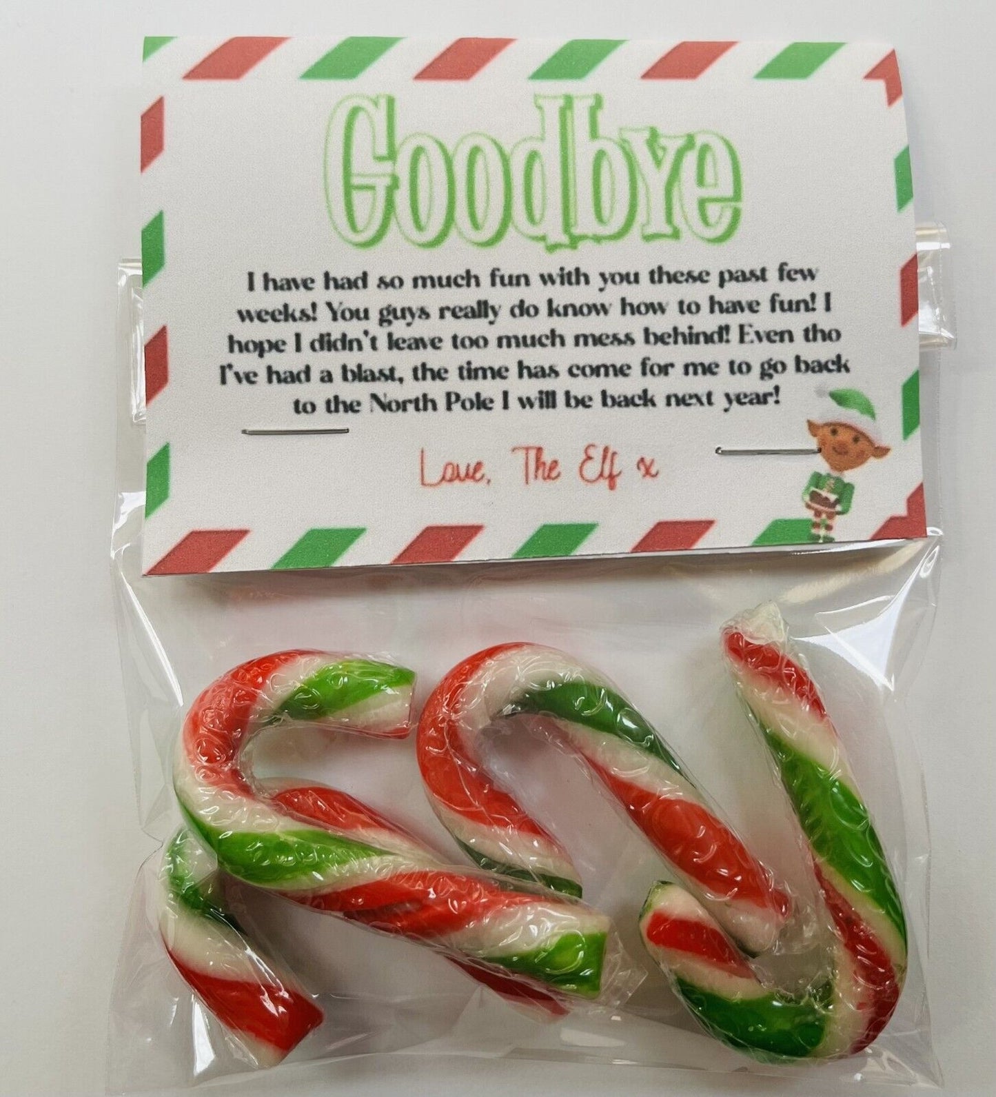 I'm Back or Goodbye Naughty Elf Christmas Sweet Treat Gift Bag Xmas Eve Box