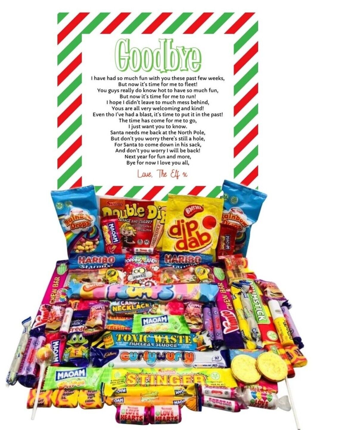 Goodbye Elf Xmas Gift Pick n Mix Retro Gummy Sweets Chocolate Hamper Present