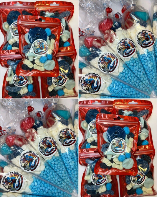 Captain America Hero Inspired Themed Sweet Cones Sweets Party Bags Filled Pouch