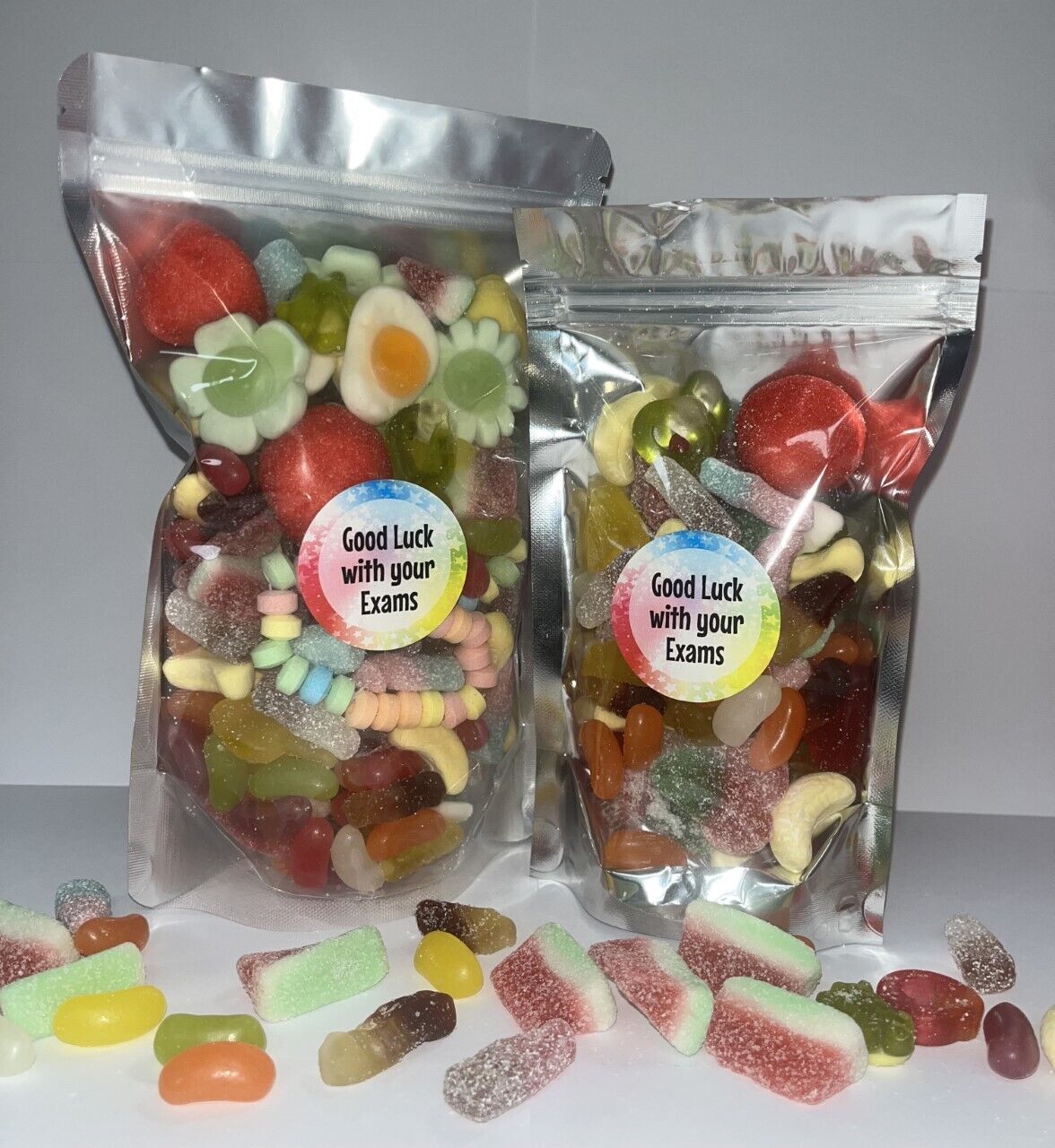 Good Luck Exams Pick N Mix Gummy Fizzy & Non Sweets Pouch Gift Hamper Present