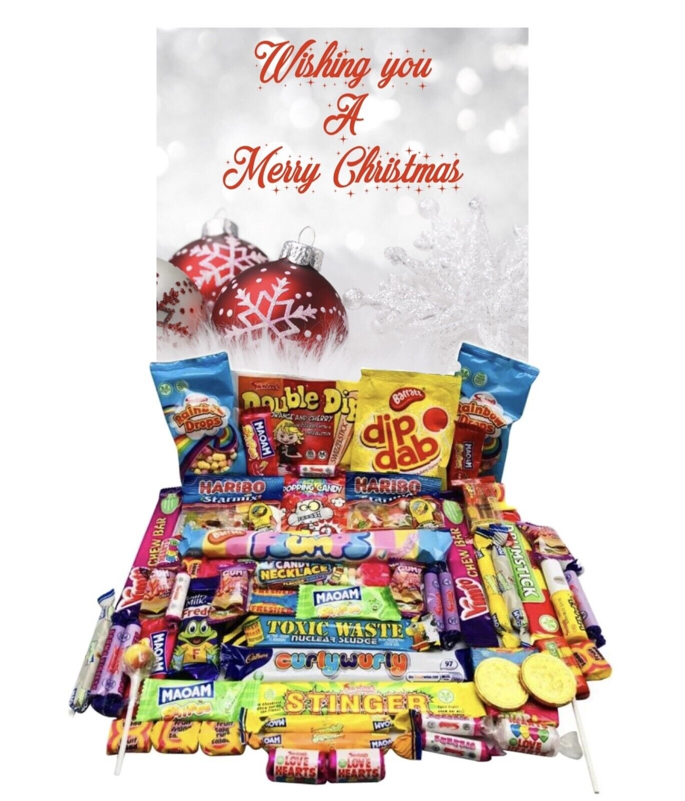 Merry Christmas Xmas Gift Pick n Mix Retro Gummy Sweets Chocolate Hamper Present