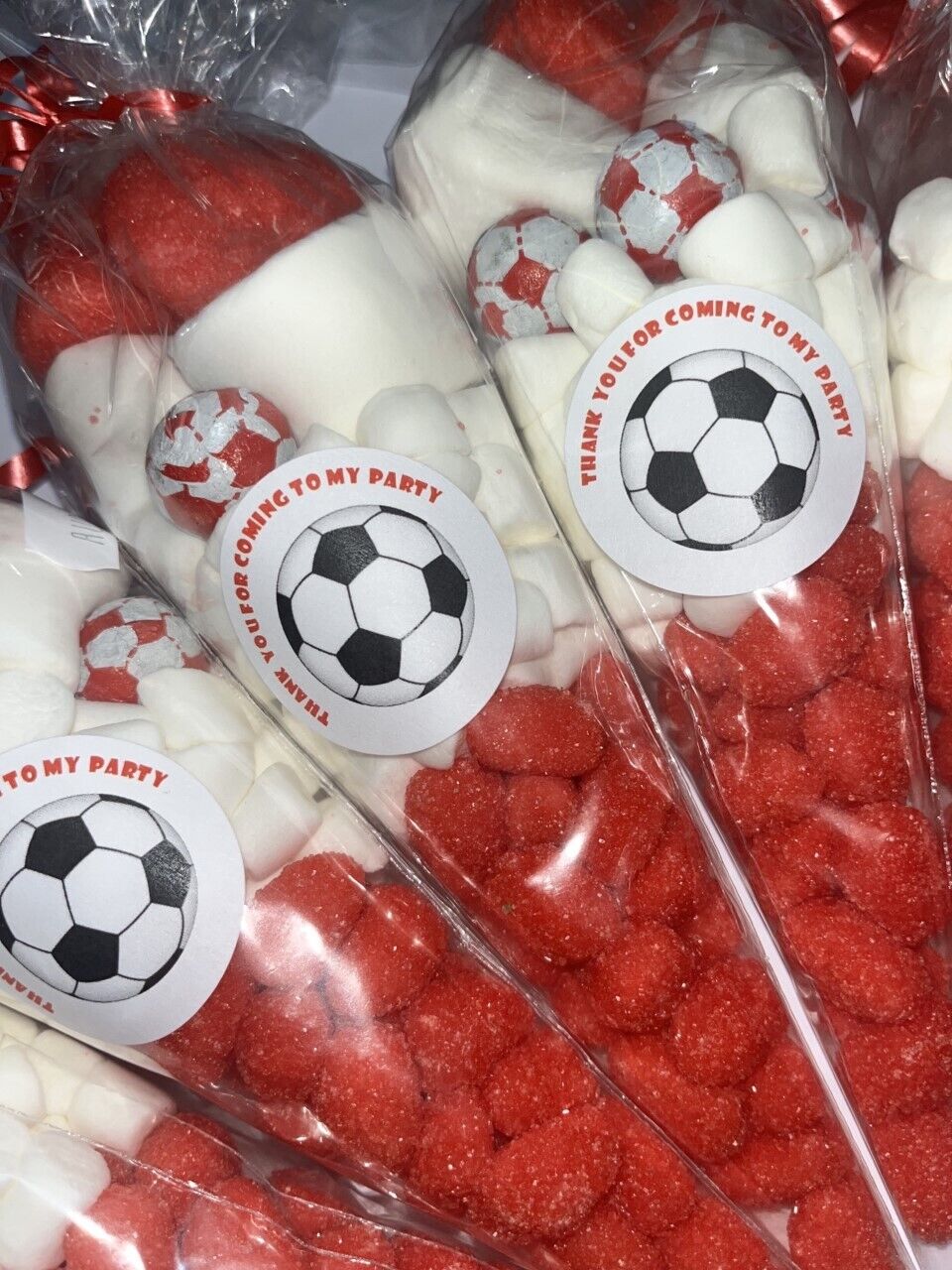 Football Footy Sweet Cones Party Bag Favour Green Red Blue Orange