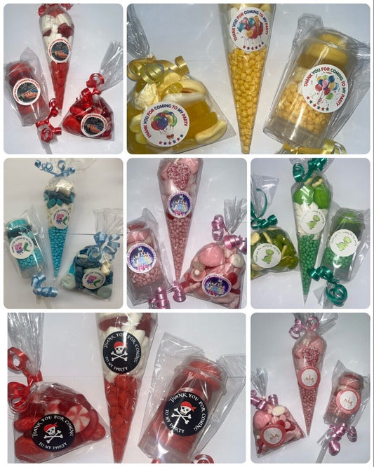 Birthday Favours Sweet Candy Cones Sweets Party Bags Filled Push Pop Boy Girl