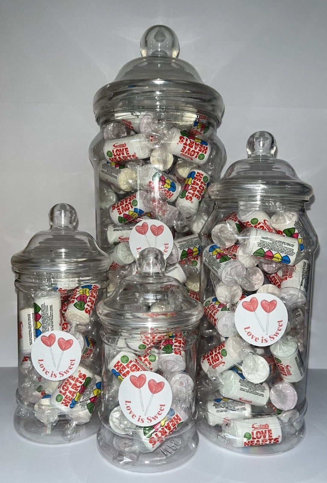 Filled Yummy Retro Old School Love Hearts Sweet Candy Buffet Victorian Jar Gift