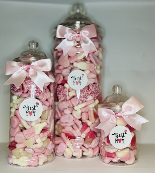 Best Mum Filled Pink Pick N Mix Gummy Sweet Victorian Jar Gift Present