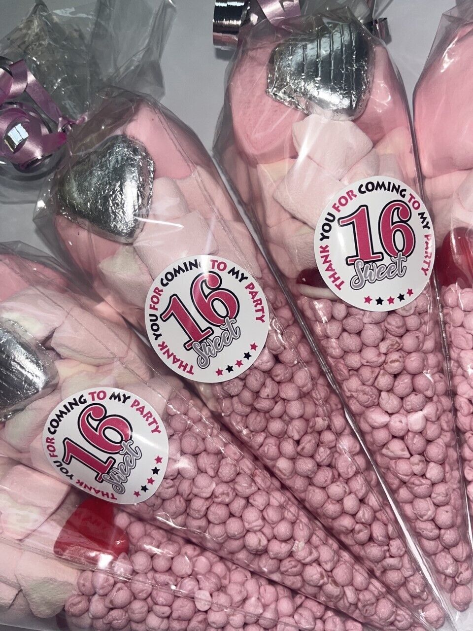 Sweet 16 Birthday Pink Sweet Candy Cones Sweets Party Bags Filled Party Bag Gift