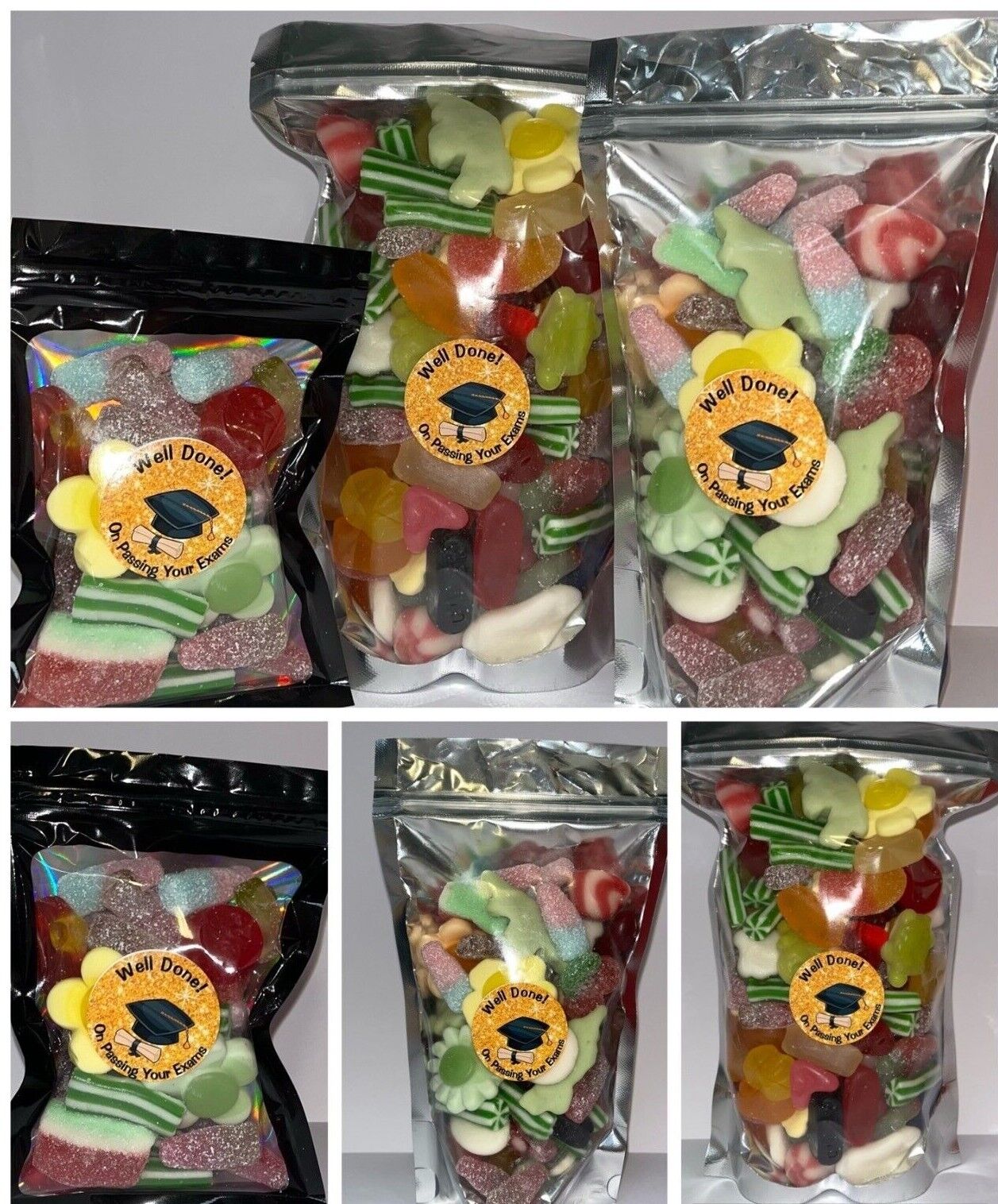 A* Student Congratulations Passing Exams Pick N Mix Gummy Sweets Pouch Gift Hamper Sweet Present