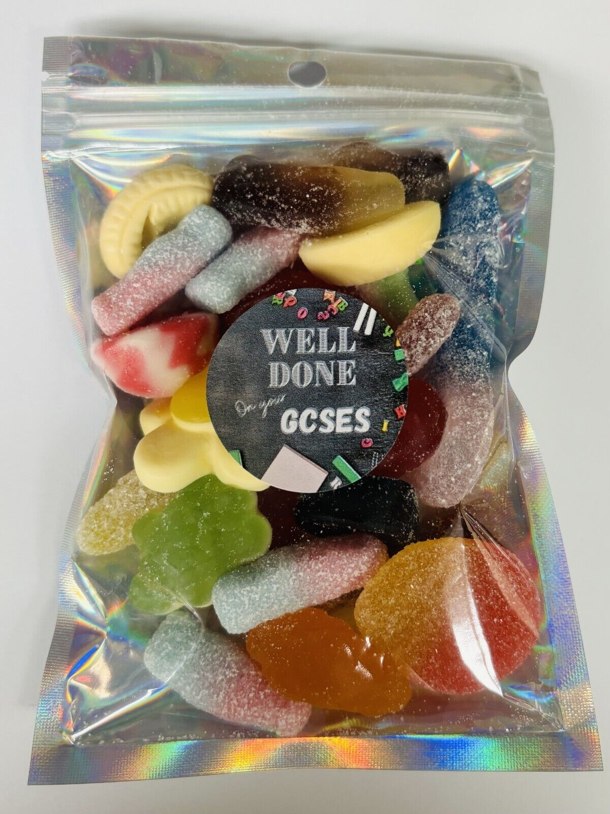 Well Done On Your GCSE'S Pick N Mix Gummy Fizzy Non Sweets Pouch Gift Present