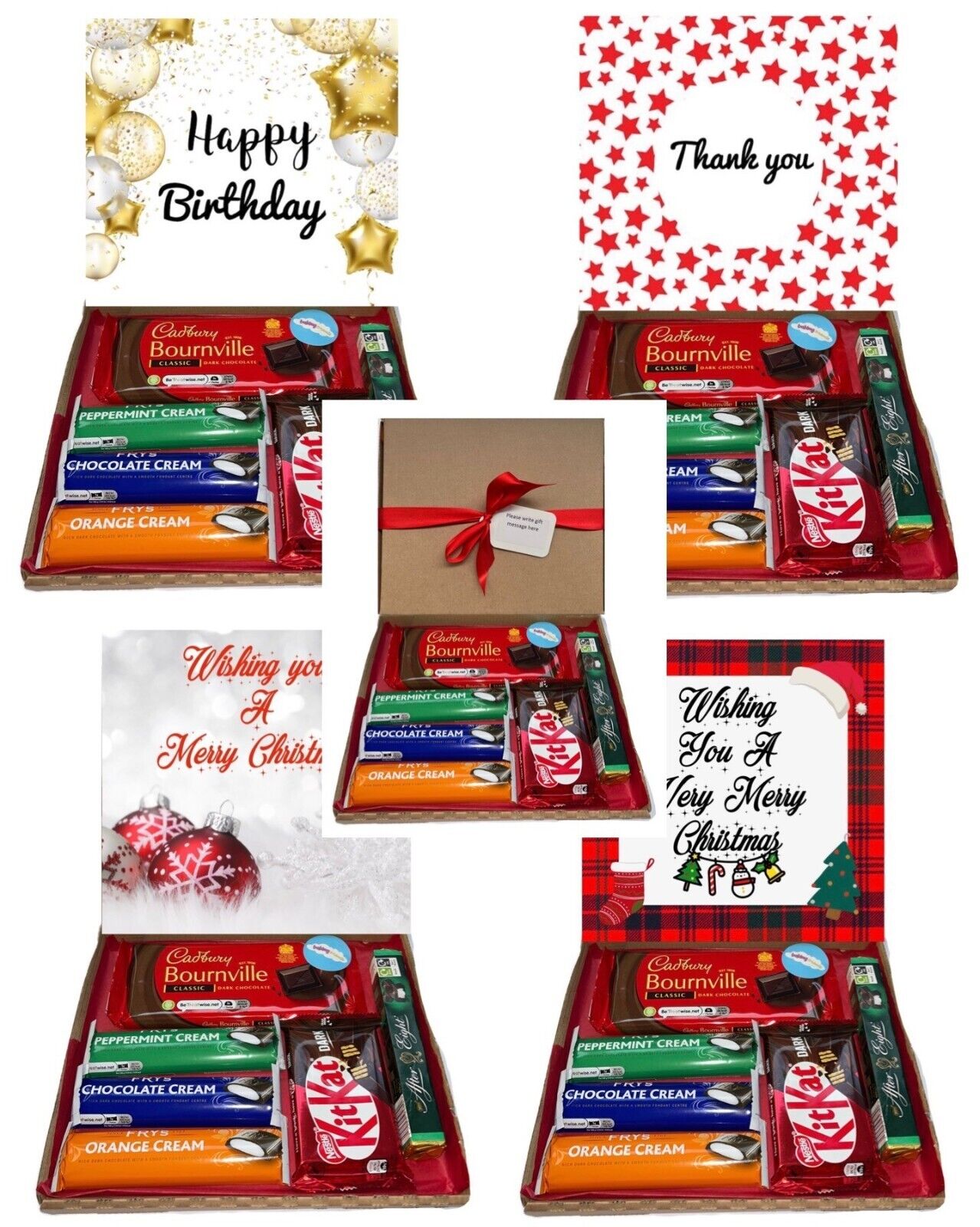 Personalised Dark Chocolate Gift Hamper Sweet Box Full Size Bars Xmas Birthday , Christmas , Valentine Day , Mother Day , Easter , Father’s Day