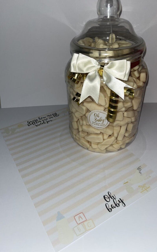 Nude Gold Oh Baby Shower Guess How Many Milk Bottles Sweets In The Jar Game