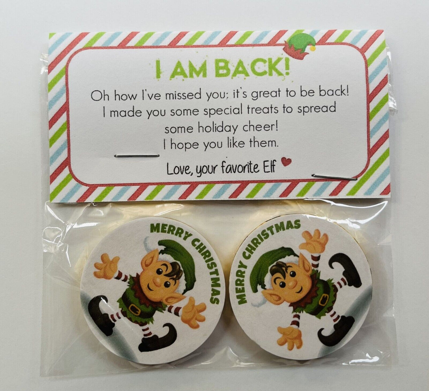 I'm Back or Goodbye Naughty Elf Christmas Sweet Treat Gift Bag Xmas Eve Box