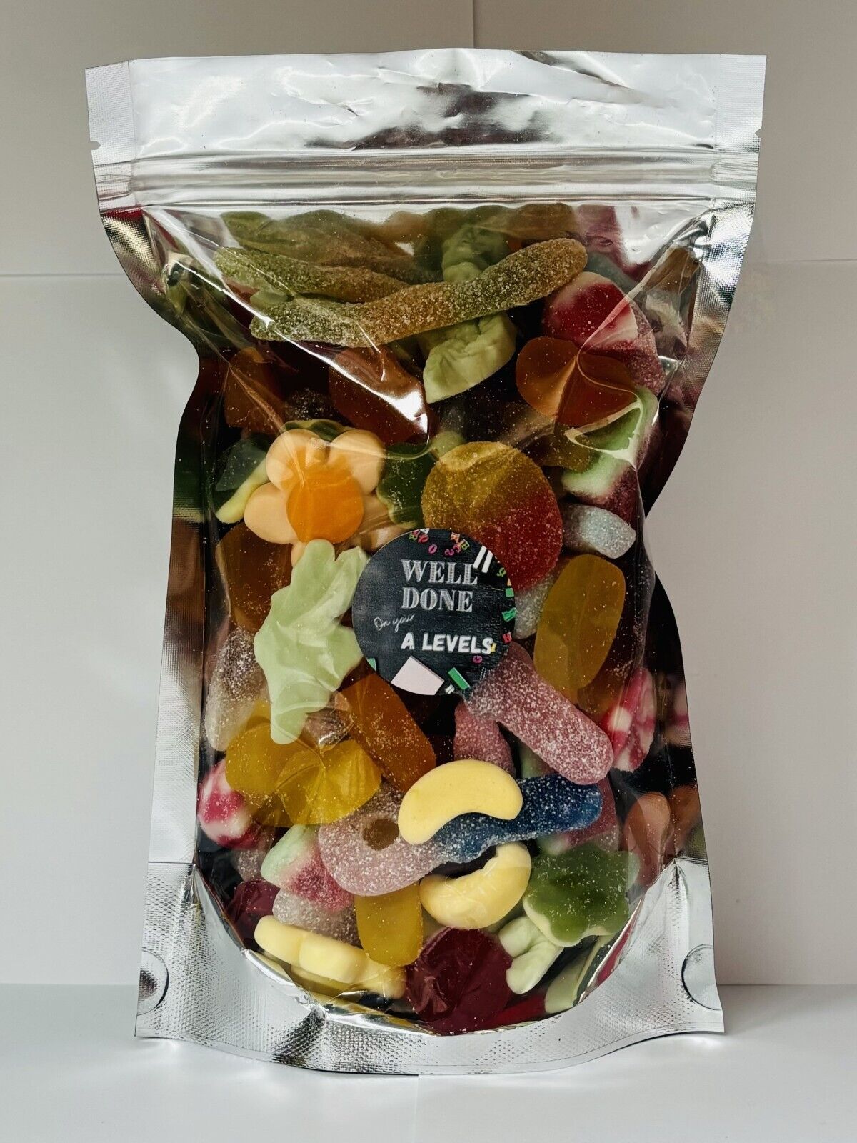 Well Done On Your A Levels Pick N Mix Gummy Fizzy Non Sweets Pouch Gift Present