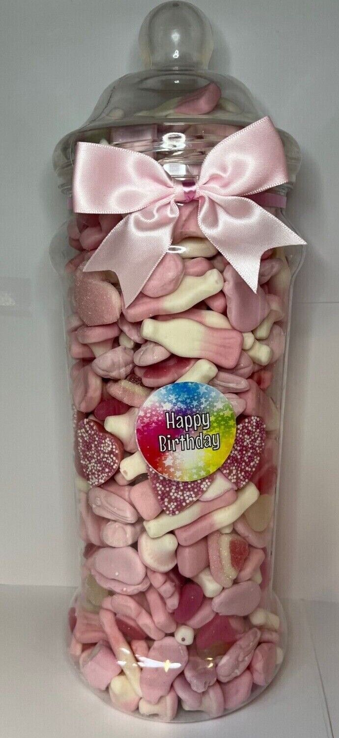 Happy Birthday Filled Pick N Mix Sweet Victorian Jar Gift Personalised Present