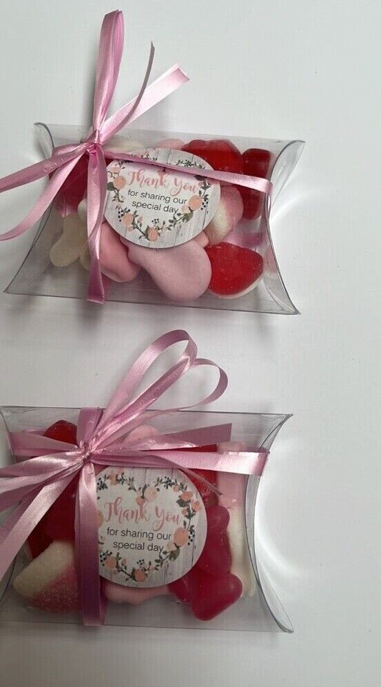 Pink Sweet Wedding Favours Thank you For Sharing Our Special Day Pillow Box