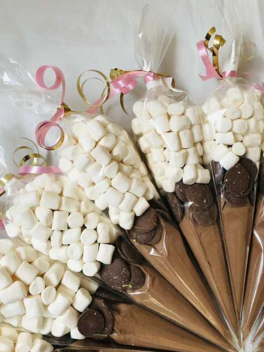 Cadburys Hot Chocolate Cones, Buttons & Marshmallows Handmade Cone - Pink